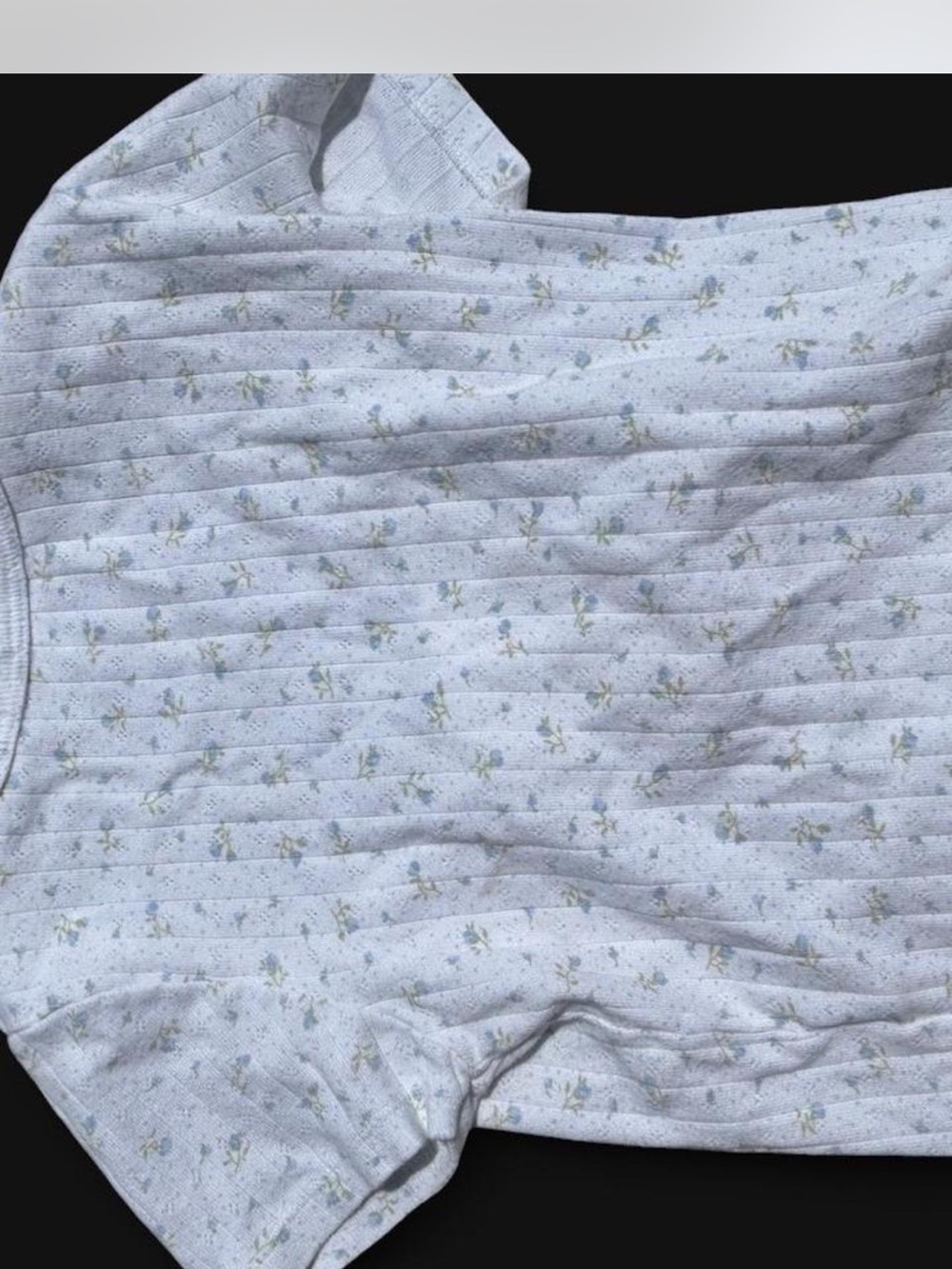 Brandy Melville White Floral Ribbed Button-Front Tee - Picture 2 of 2